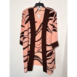 Anna Maxwell Loose Plus Size 16 Duster Boho Cape & Sleeveless Top Chiffon Pink B